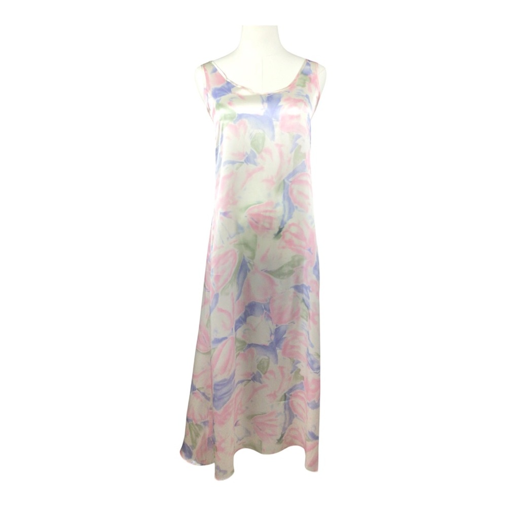 Vintage Linda Hartman Pastel Floral 100% Silk Nightgown XS